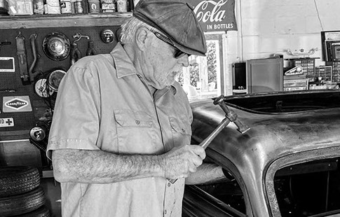 Mike Scheller, Harbor Hot Rods. Body panel shaping and fabrication.